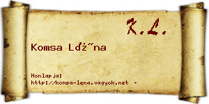 Komsa Léna névjegykártya